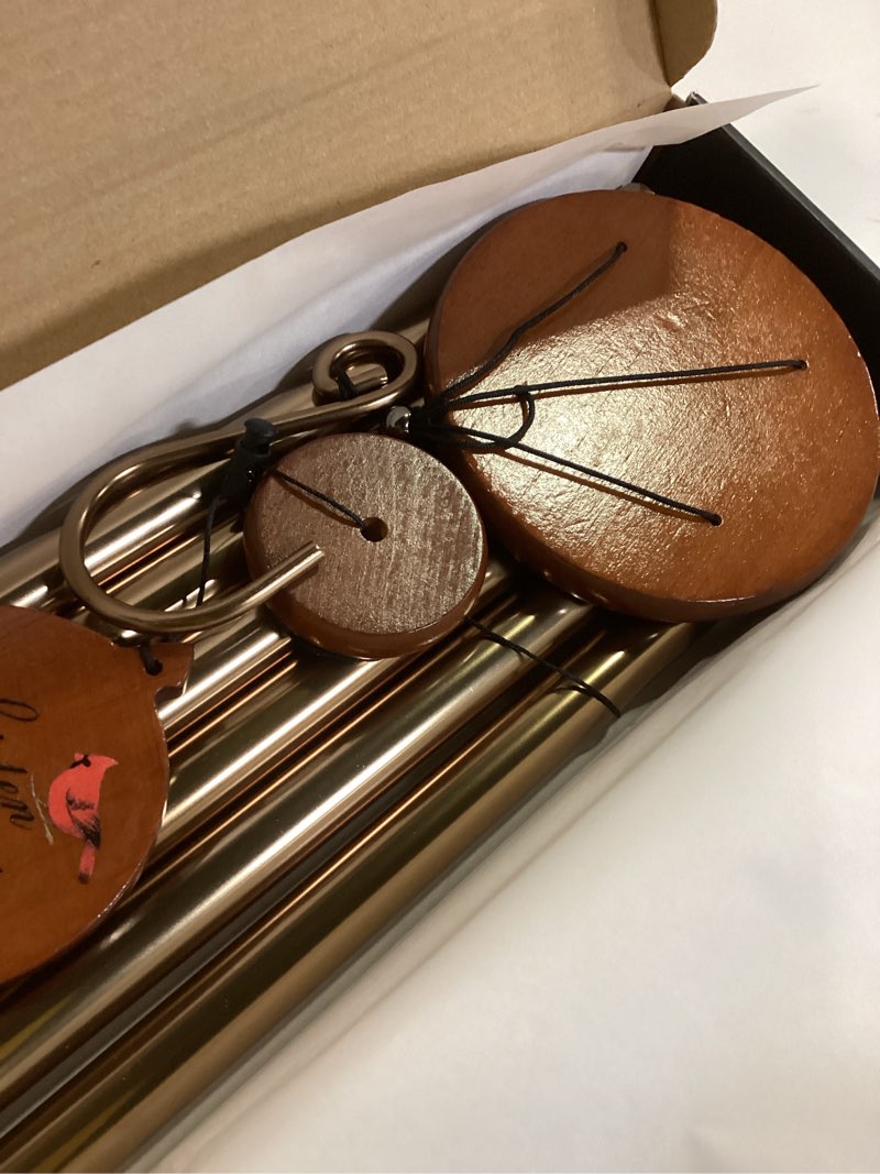 Condition photo showing Good Condition for Sympathy Gifts Cardinal Wind Chimes 32" Memorial Wind Chimes for Loss of Loved One Bereavement Gifts Condolence Gifts Sympathy Windchimes in Memory of Loved One Mother Father Always in Our Heart Golden Cardinal & Envelope Wind Chime