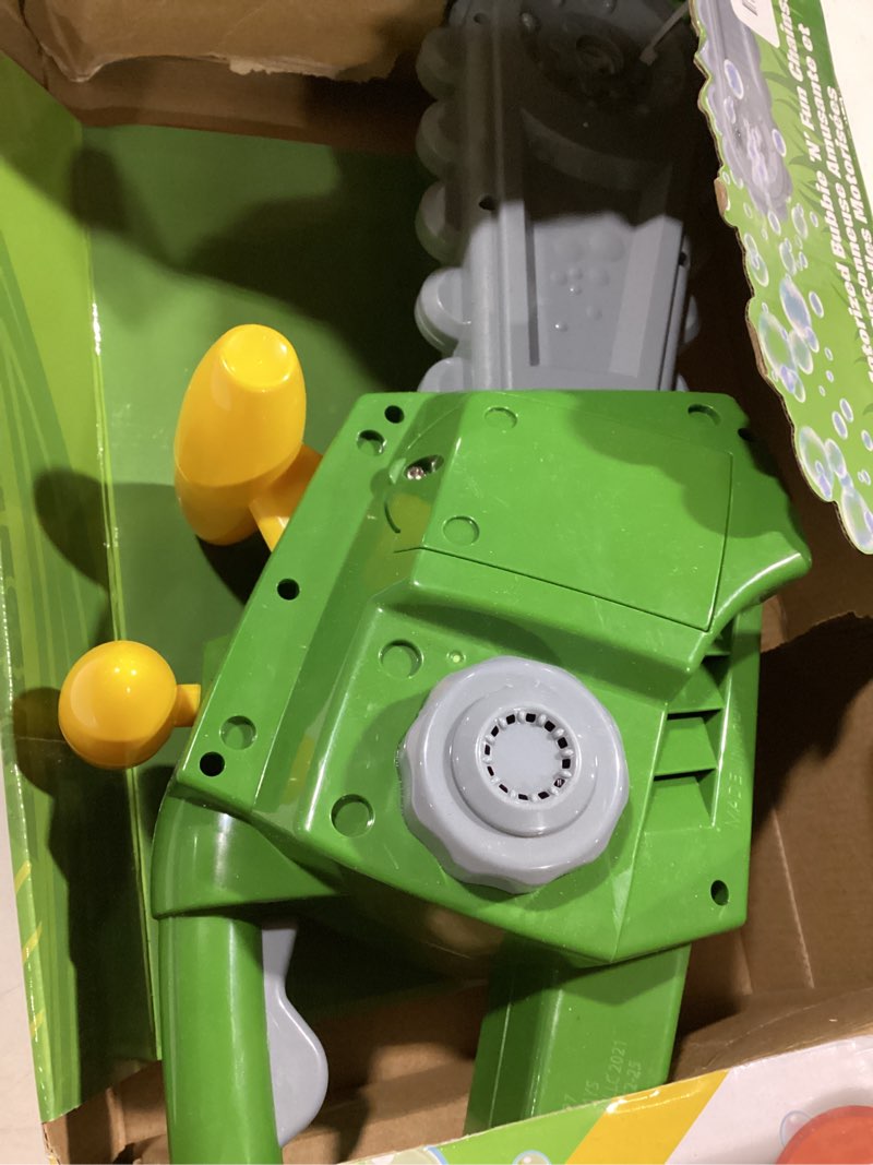 Condition photo showing New/Like New for john deere power tools chainsaw toy, construction tool with lights and sounds, pretend play toy for boys