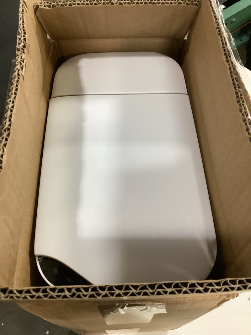 Condition photo showing Good Condition for ctime touchless automatic bathroom trash can with lid - 3 gallon slim motion sensor garbage can for bedroom, kitchen, office - white (6" w x 11" l x 13" h) small