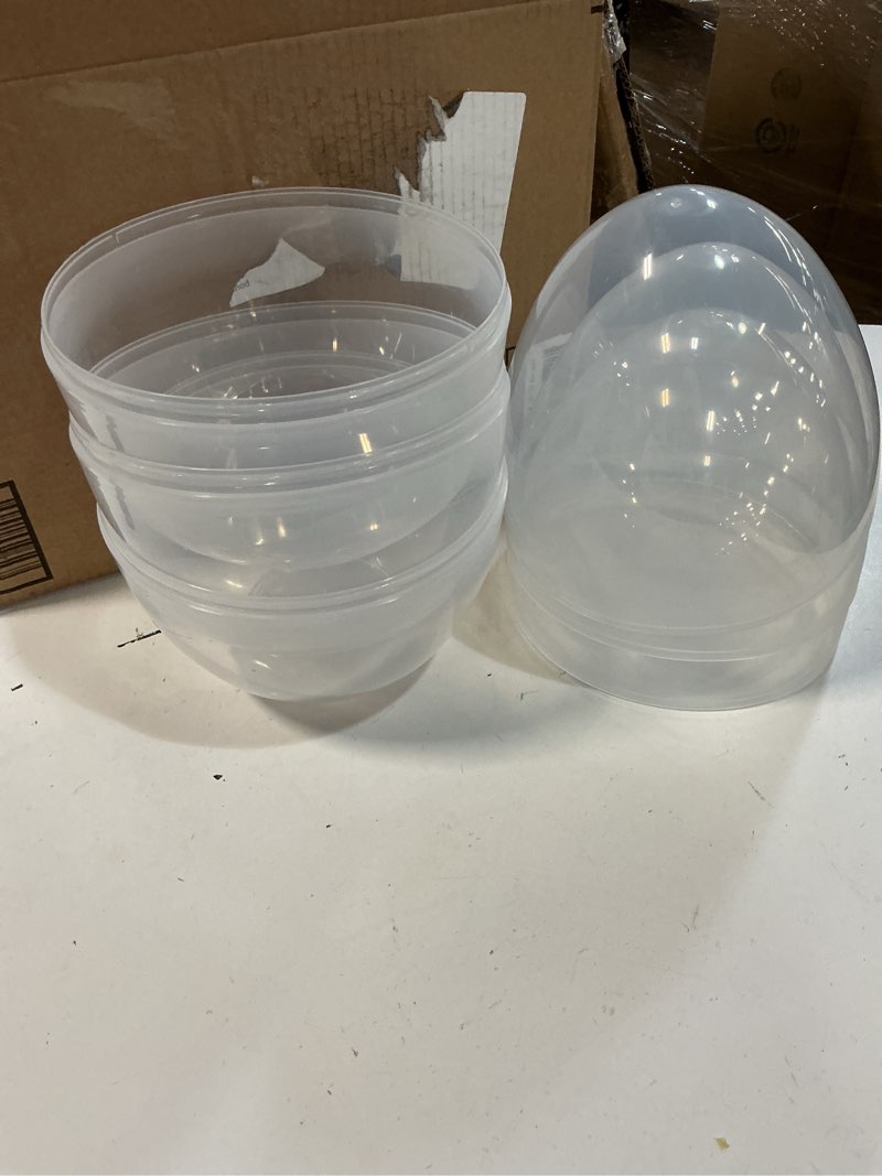 Condition photo showing Good Condition for set of 3 clear plastic standing egg ornaments 3.58 inches (91 mm)