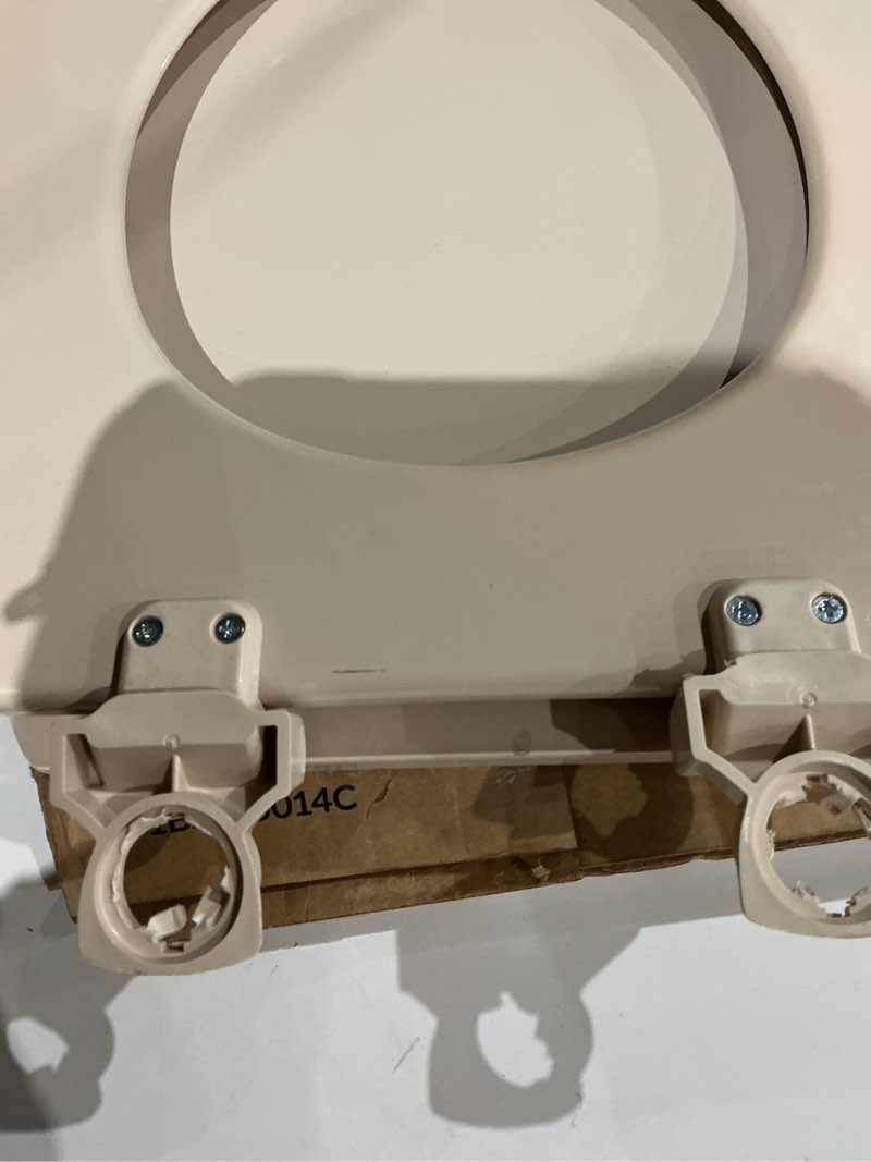 Condition photo showing As Is for bemis 500ec 068 molded wood round toilet seat with easy clean and change hinge, 1 pack, fawn beige fawn beige round