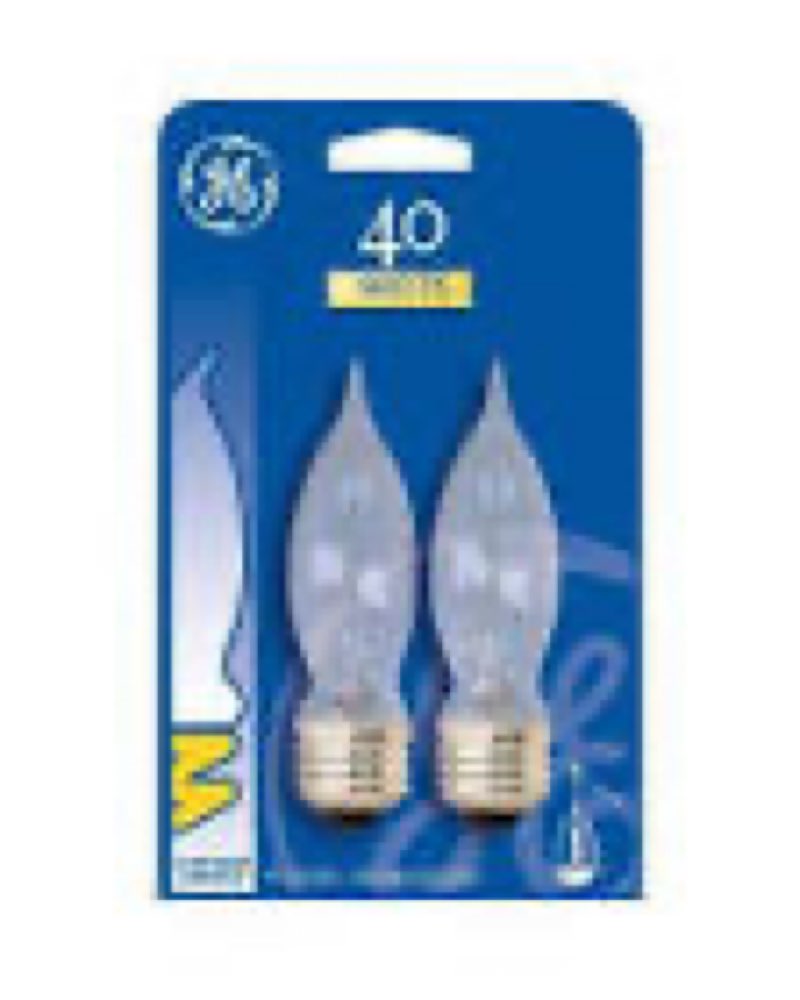 (case of 6 packs of 2 counts)  ge 40 watt fan chandelier bulb, 2 ct