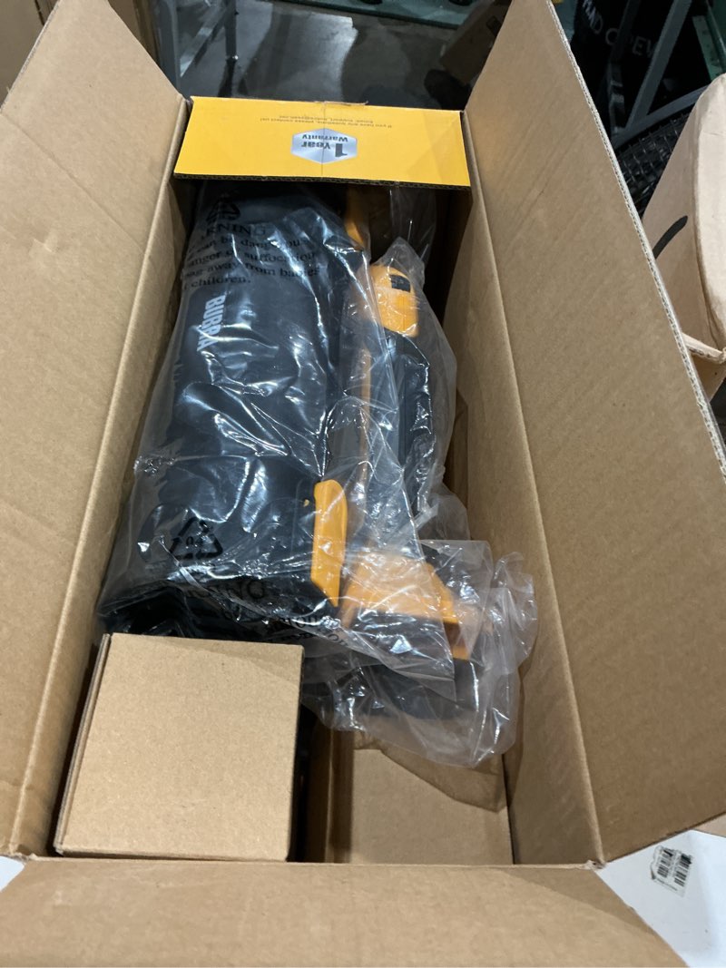 Condition photo showing As Is for bubra cordless leaf blower 21v lightweight powerful electric leaf blower with 2 x 4.0ah batteries and fast charger, variable-speed, battery powered blowers for lawn care, yard clearance(yellow)