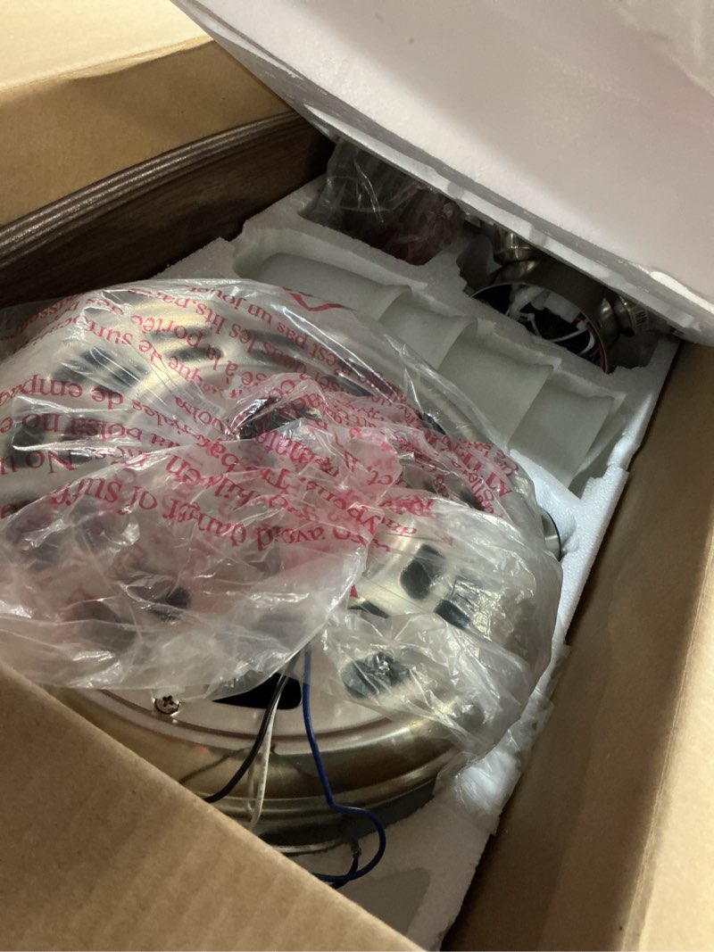 Condition photo showing Good Condition for harbor breeze notus 52-in brushed nickel with driftwood/sienna blades led indoor ceiling fan with light (5-blade)