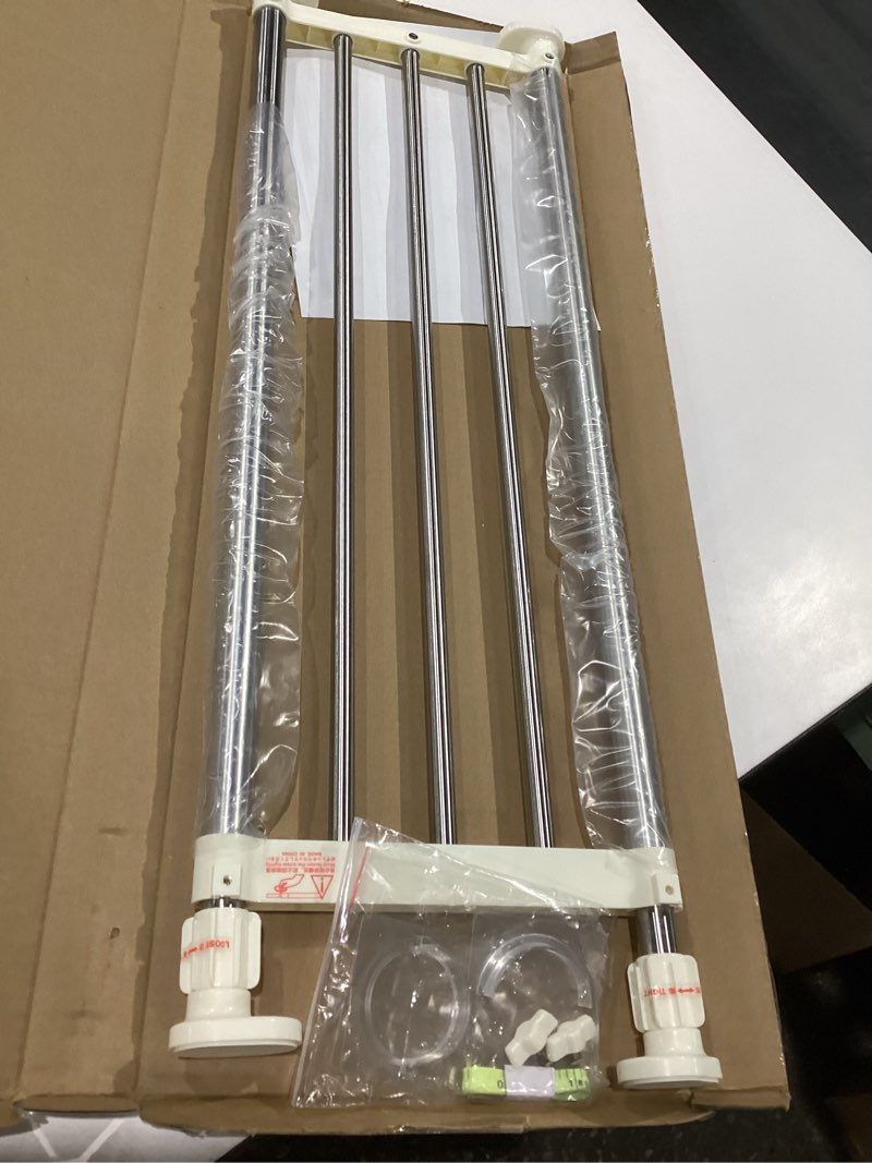 Condition photo showing Good Condition for baoyouni expandable closet tension shelf rod organizer adjustable storage rack heavy duty clothes hanger metal space saving divider for bathroom kitchen cupboard wardrobe bookshelf 32''-46'', ivory (32.28-46.06) in