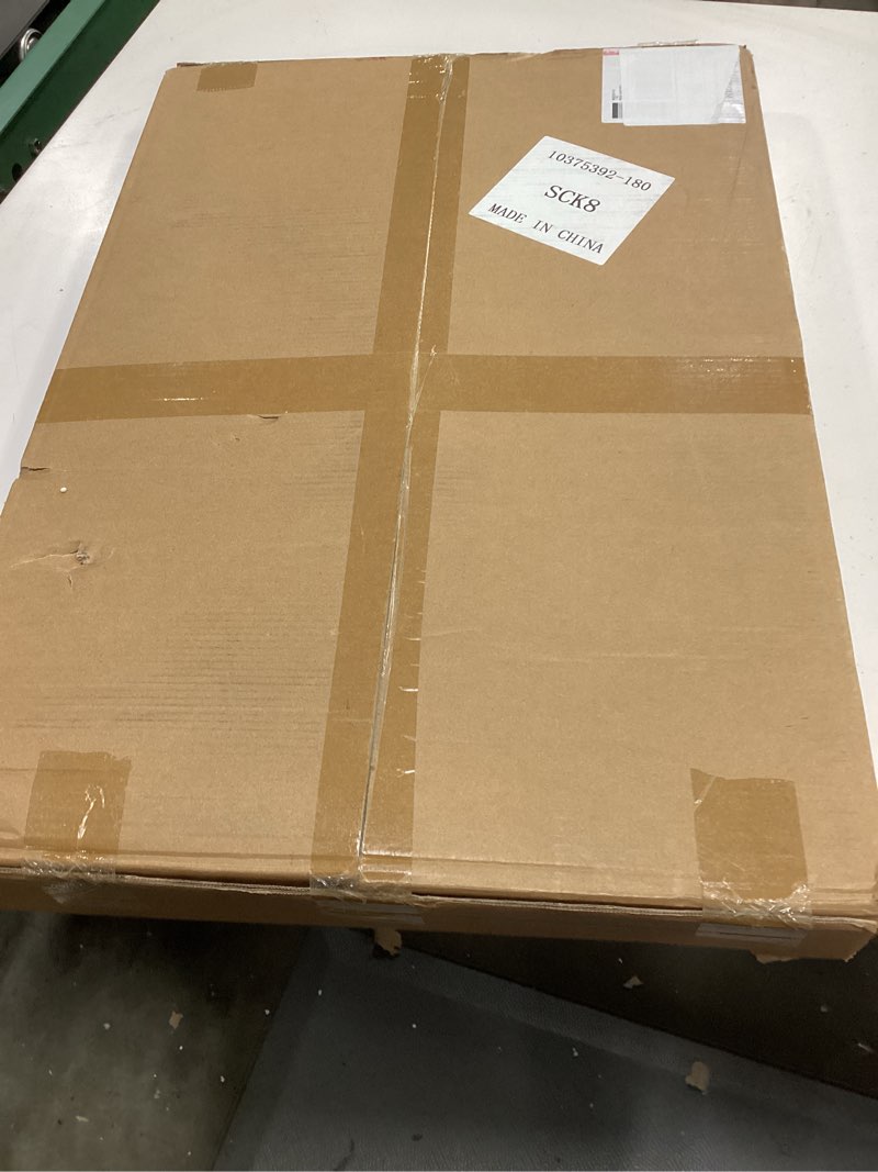 Condition photo showing New/Like New for adjustable end table overbed bedside table with wheels, standing medical desk laptop computer cart for hospital and home use,white