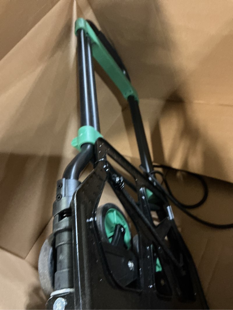 Condition photo showing As Is for Hand Truck Dolly Foldable W/Folding Basket,Foldable Dolly with 4 Wheels,Stackable Push Cart Dolly W/Retractable Handle,330LBS Capacity (B)