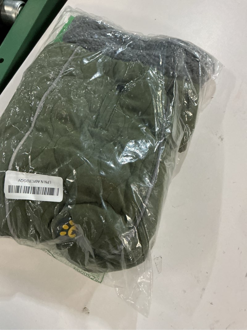 Condition photo showing Good Condition for (Size:L)Dog Winter Coat, Adjustable Quilted Dog Snow Jacket with Fleece Lining, Water Resistant Pet Apparel for Cold Weather, Warm Large Doggie Coat with Leash Hole and Reflective Strip, NewGreen L NewGreen Large
