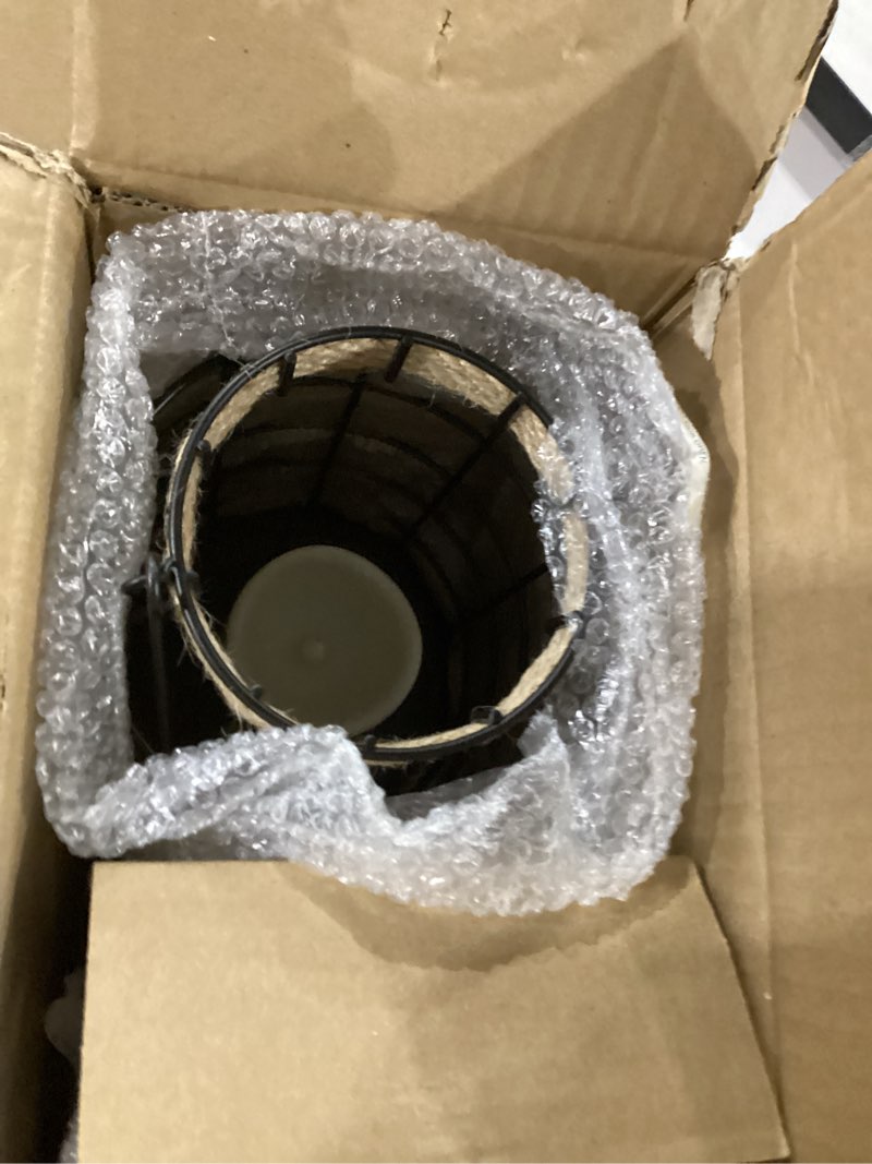 Condition photo showing New/Like New for rustic farmhouse decorative lantern set of 2, boho lanterns with led candles, modern farmhouse indoor outdoor decor for living room patio porch fireplace kitchen dining table centerpiece black