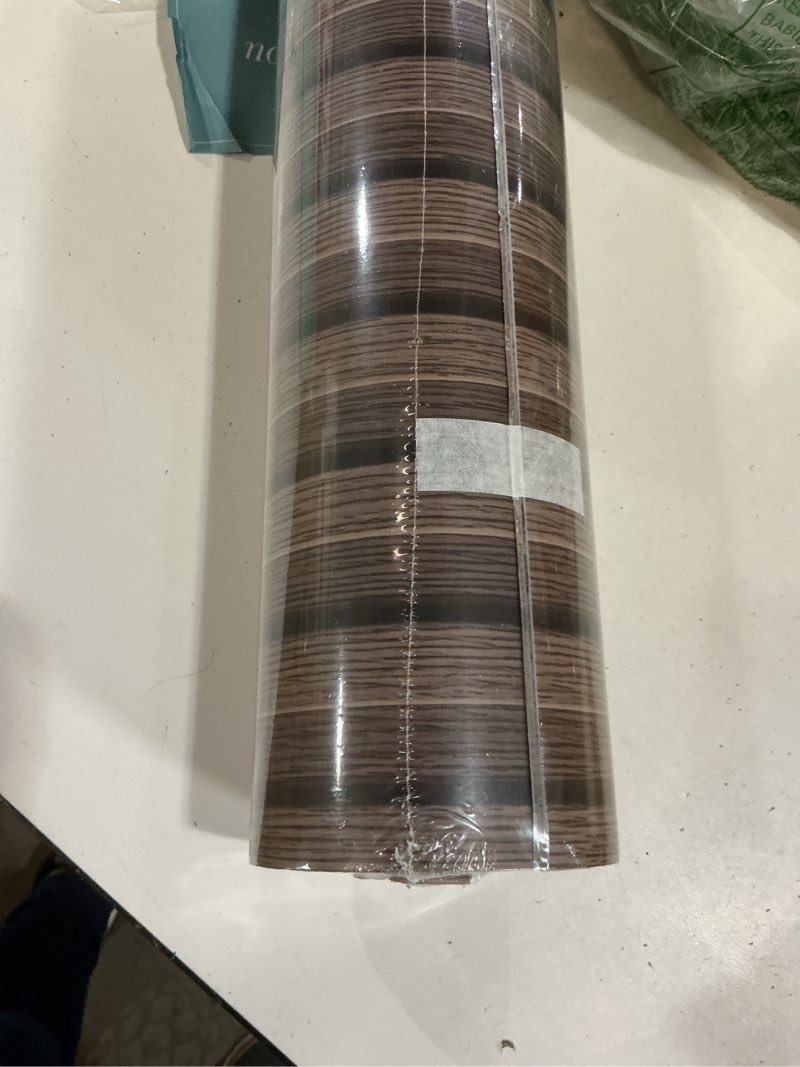 Condition photo showing New/Like New for haimin wood grain slat wall panels peel and stick faux wood thick wallpaper 118"x15.75" waterproof pet & ixpe foam paneling (dark brown)