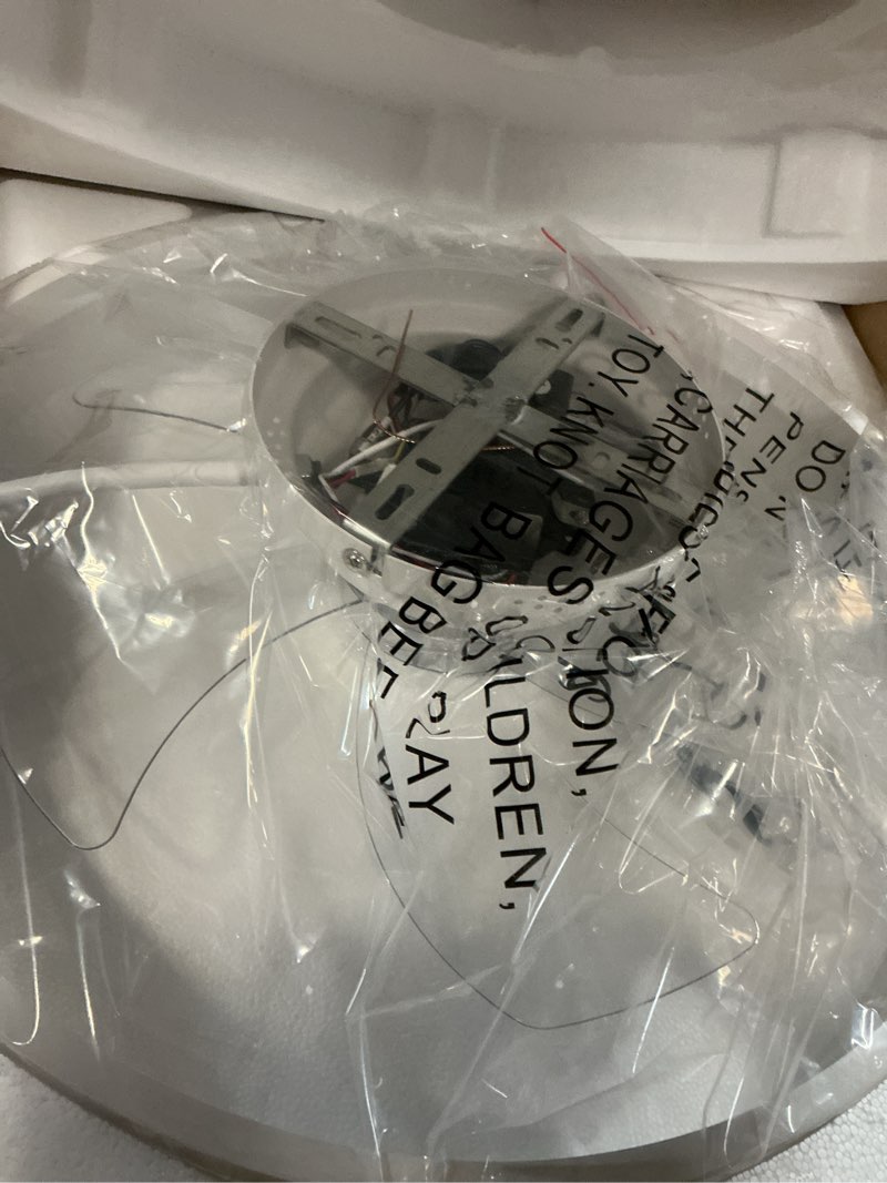 Condition photo showing New/Like New for volisun low profile ceiling fans with lights and remote, 19.7in fandelier ceiling fan flush mount, 3000k-6500k smart bladeless led fan light, white modern ceiling fans with lights for bedroom