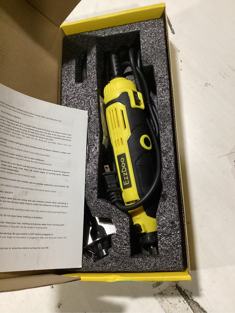 Condition photo showing Good Condition for electric chainsaw sharpener kit with 6 titanium-coated diamond bits - handheld chain saw sharpener tool for all chains - no removal required, easy and fast chainsaw sharpening kit