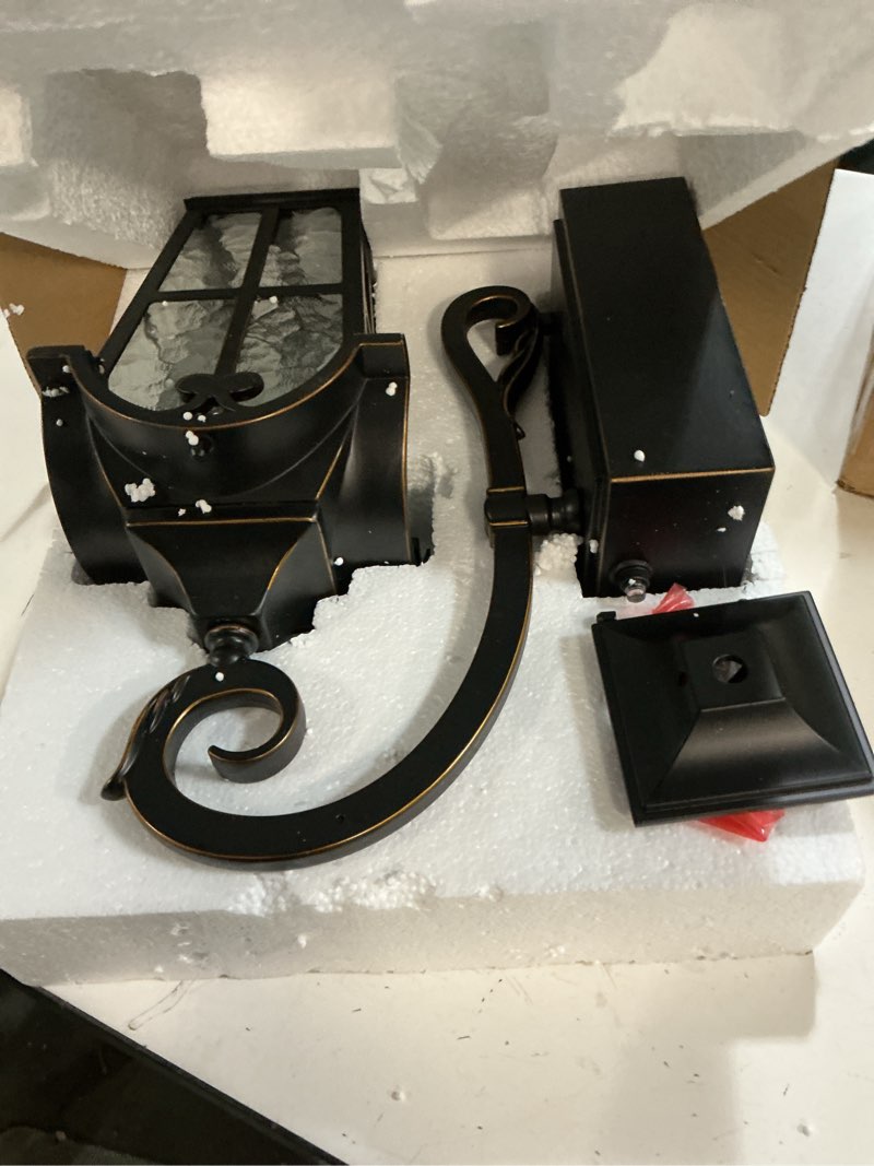 Condition photo showing Good Condition for edishine dusk to dawn outdoor wall lights, porch light fixture with gfci outlet, exterior wall lantern with e26 socket, waterproof outside wall sconce wall mount lamp for front door, patio, garage 1