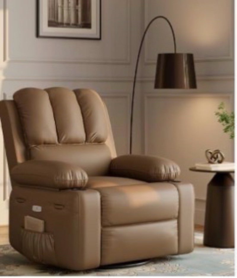 GarveeHome Recliner Chair, 360° Swivel Rocker Recliners with Heat & Massage, Soft Lazy Boy Recliner 