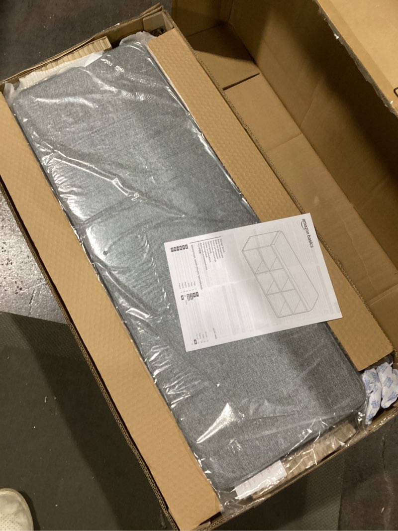 Amazon Basics Shoe Storage Bench with Cushion, Shoe Rack 6 Cubbies, Adjustable Shelves, Oak Finish