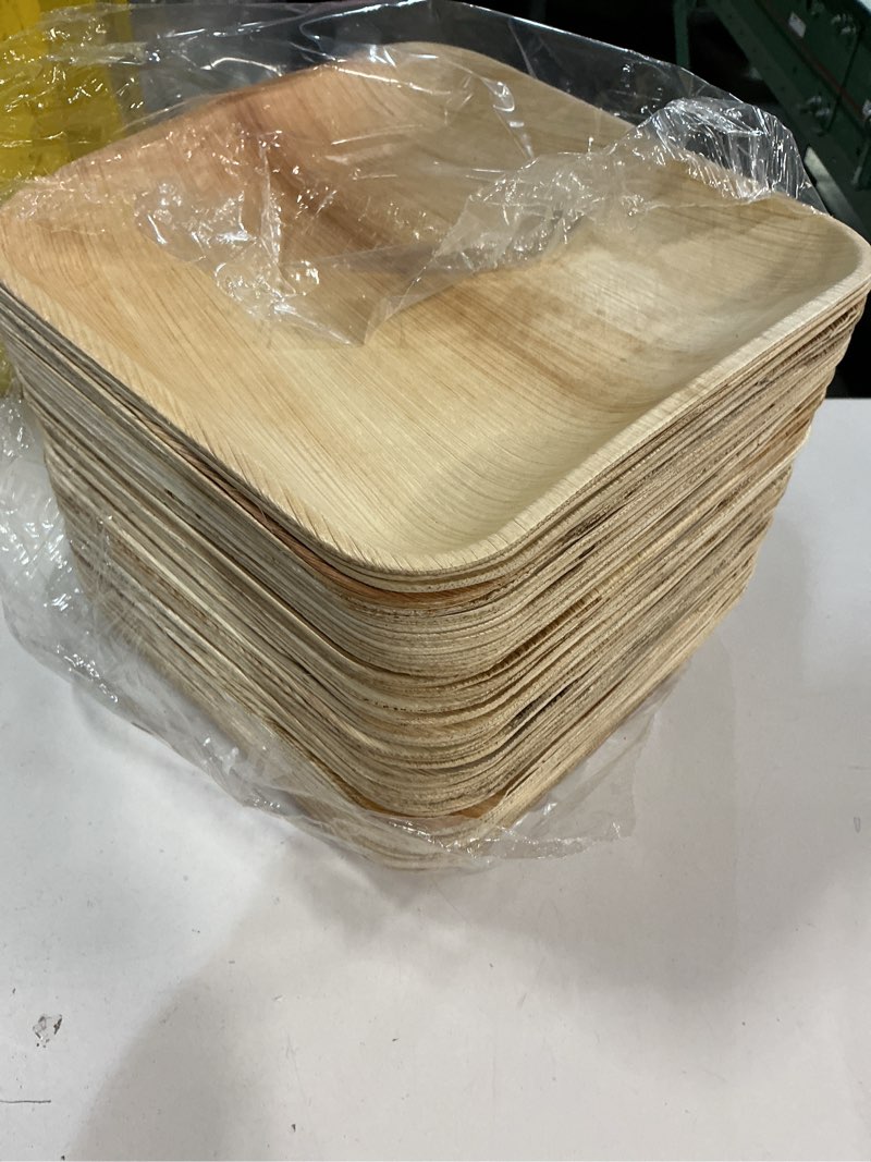 Condition photo showing Good Condition for Palm Leaf Plates 10 Inch Bamboo Paper Disposable 50 Bulk Dinner Square Party Plates Event Tableware Eco Biodegradable Compostable Wooden Plate Best Alternative to Plastic Plate, By KoalaLove B-50 Plates 10" Square