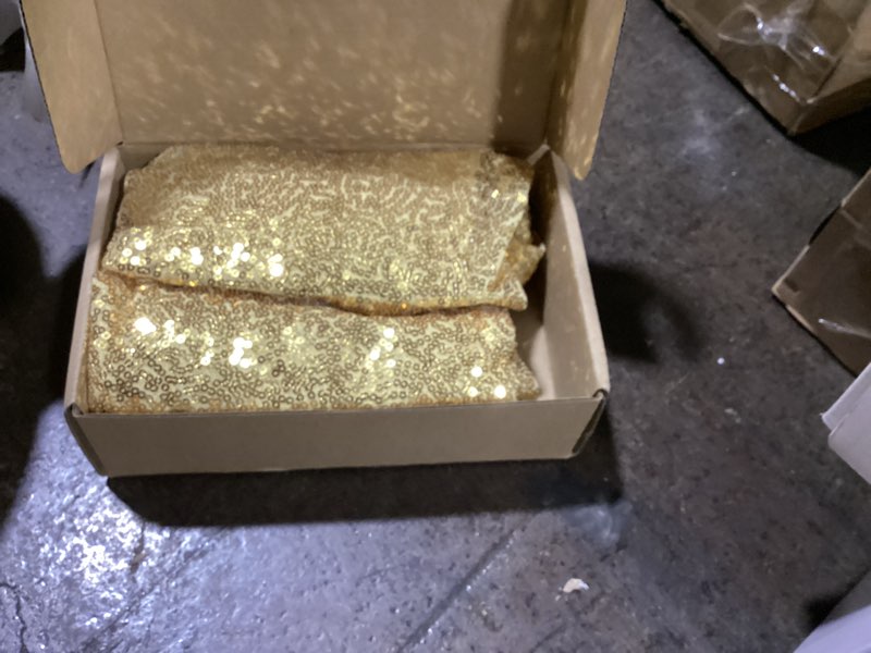 Condition photo showing Good Condition for moukeren 2 pack gold sequin table topper cap for round cocktail tables 32 inch tablecover cap glitter fitted stretchable tablecloth cover caps for wedding party banquet restaurant bar