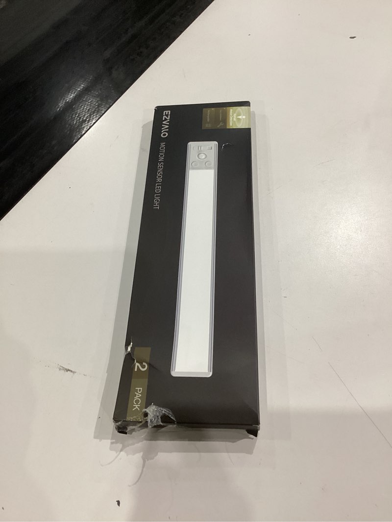 Condition photo showing New/Like New for EZVALO 10inch Under Cabinet Lighting, 2500mAh Rechargeable Motion Sensor Lights Indoor with 3 Color Temps, 2 Pack Magnetic Closet Light, 80 LED Dimmable Under Counter Lights for Kitchen, Shelf, Stair 10 inch Silver