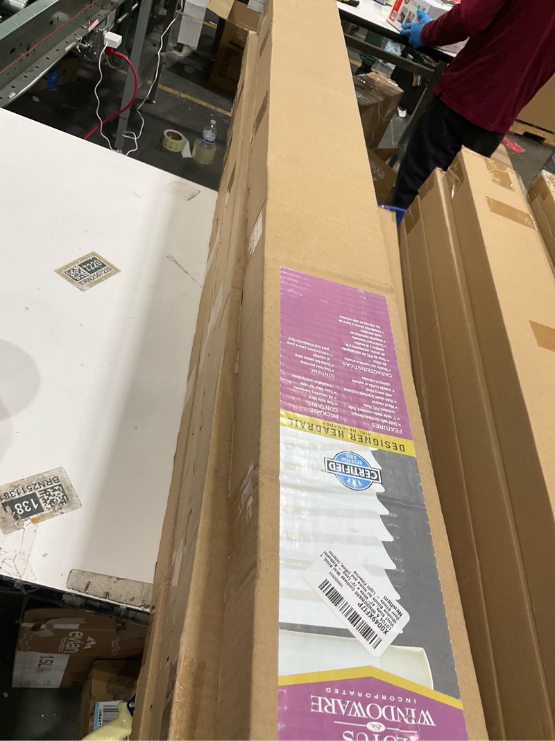 Condition photo showing New/Like New for LOTUS & WINDOWARE Cordless Mini Blind, 1" Vinyl Slats, 47" Wide x 72" Long - Alabaster, Window Blinds for Home and Office, Interior Door Blinds - Light Filtering 47"W x 72"H Alabaster