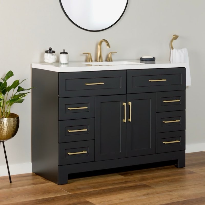 Style Selections Cauley 48-in Black Single Sink Bathroom Vanity