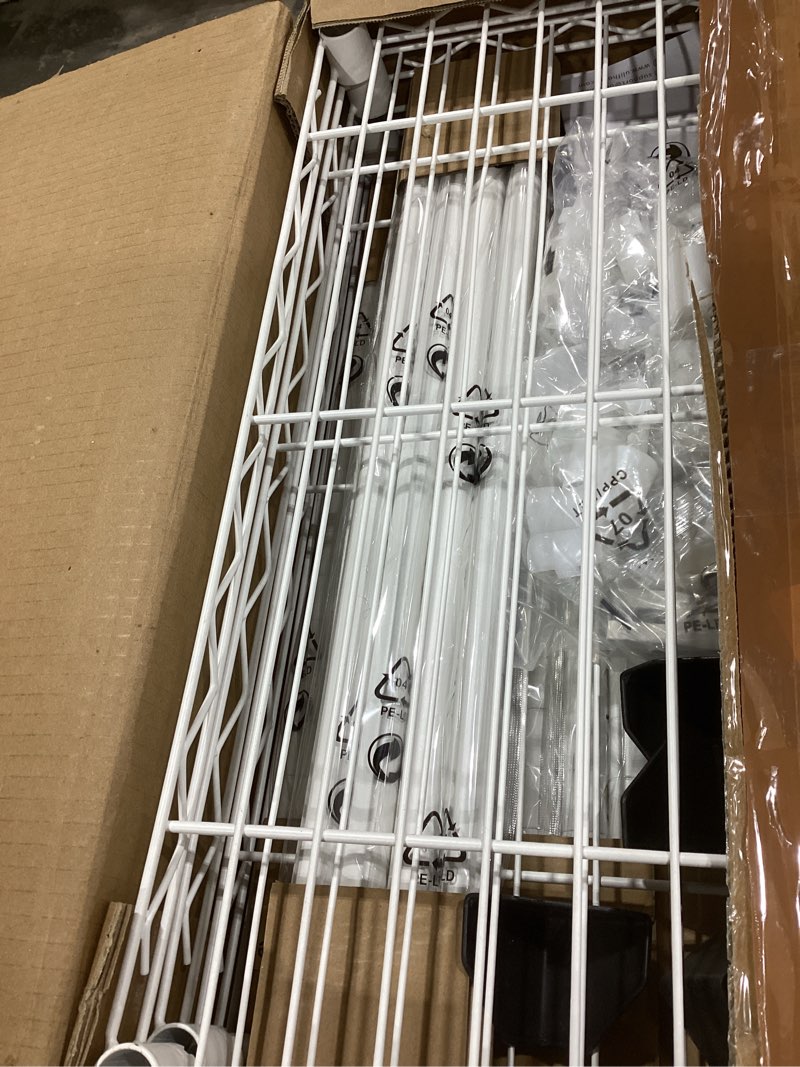 Condition photo showing Good Condition for ulif e13 heavy duty clothes rack?with 4 hanger rods & 8 shelves? freestanding clothing racks for hanging clothes?adjustable closet organizer?metal garment rack 63" w x16 d x77 h?max load 900lbs?white white e13