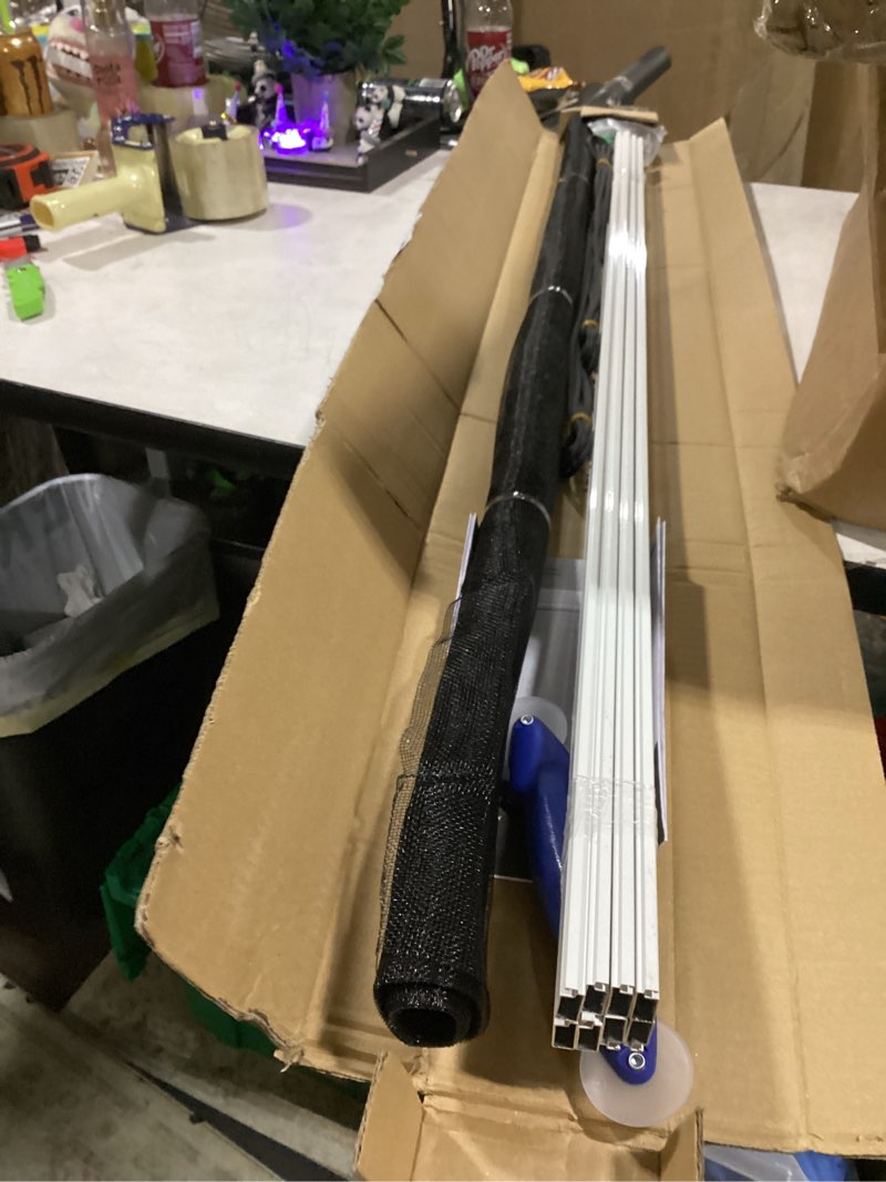 Condition photo showing As Is for paramondo 2 sets diy window screen frame kit, easy cut-to-size design window screen, includes screen mesh, frame parts & tools for window screen replacement, white, 46" lx 46"w white - 46" lx 46"w