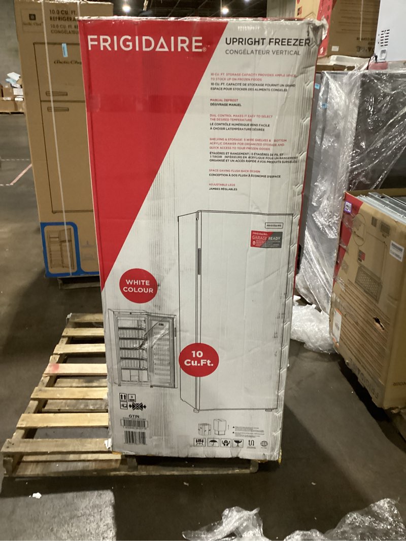 Condition photo showing Good Condition for Frigidaire 10 Cu. Ft. Upright Convertible Fridge/Freezer, Reversible Door, Removable Glass Shelves, Adjustable Controls, Platinum Finish 10 cu ft