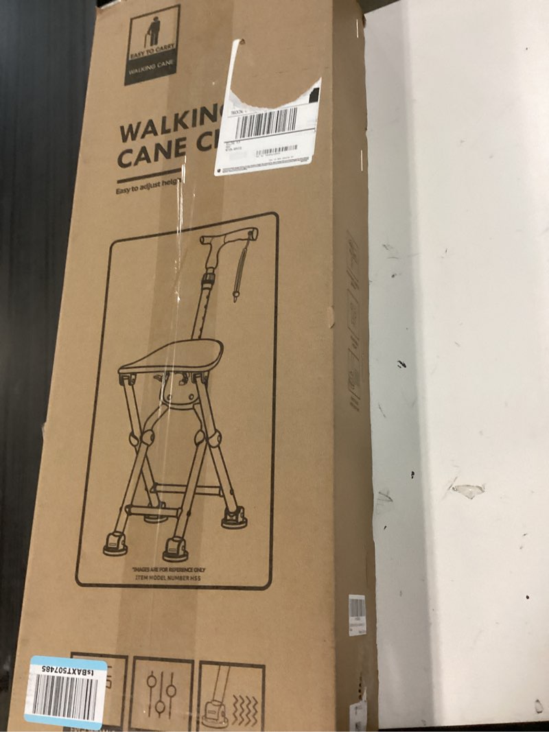 Condition photo showing New/Like New for hzzedng-hold 400 lbs folding canes with seat, allows durability while walking and convenience for sitting, aluminum portable anti-slip cane seat, height-adjustable walking cane black l?seat height 21.65"?