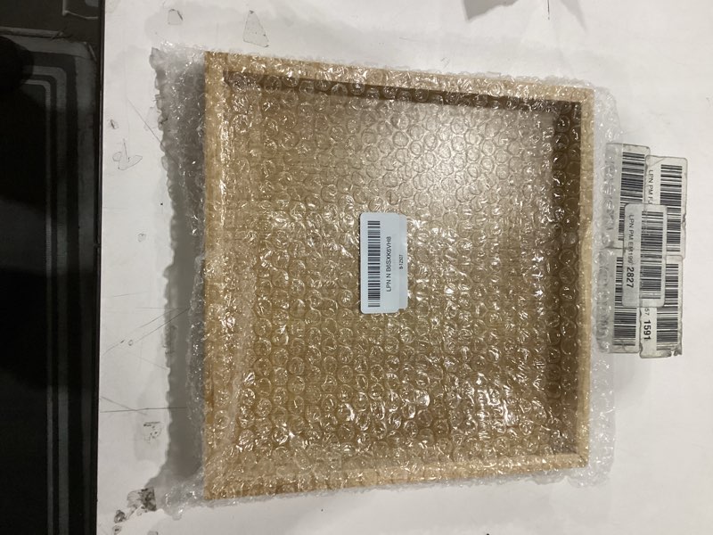 bam & boo natural bamboo serving tray modern square (bamboo, 9.75” x 9.75" x 1.2") for food, drinks,