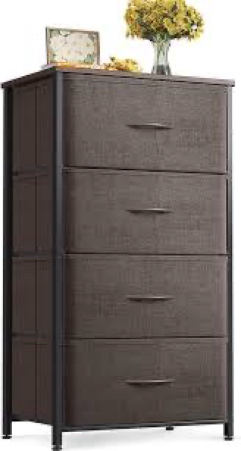 ODK Dresser for Bedroom with 4 Storage Drawers, Small Dresser Chest of Fabric Drawers with Sturdy St
