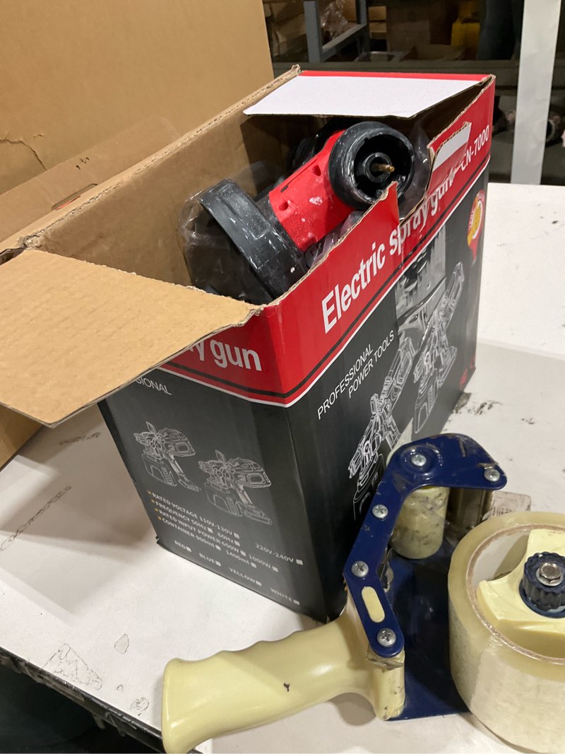 Condition photo showing As Is for cordless paint sprayer with makita 2 * 4ah batteries,6 nozzles & 3 spray patterns & 10 paint bags & 1 night light,spray paint gun with 1400ml container,paint sprayer for house wall furniture red