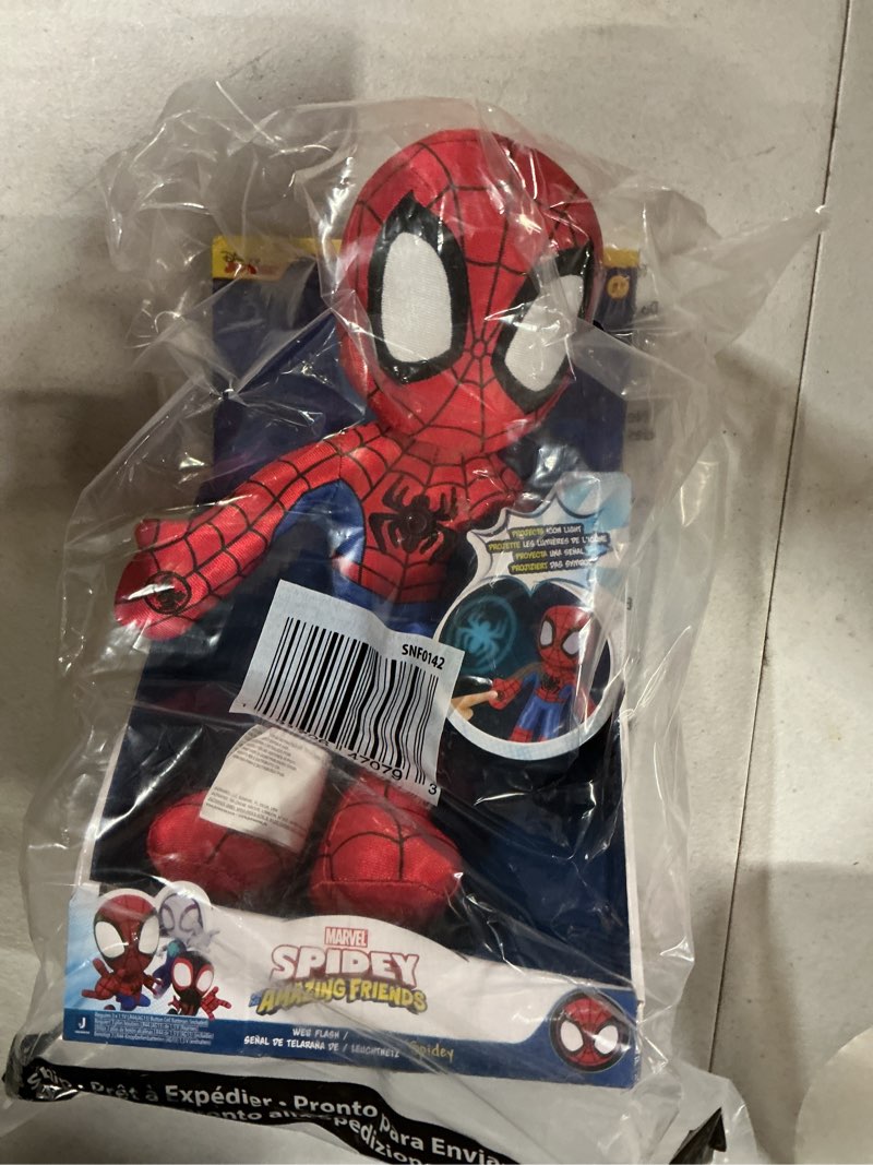 Marvel Spidey and His Amazing Friends Web Flash Spidey Plush - 9-Inch Plush with Light Up Signal - T