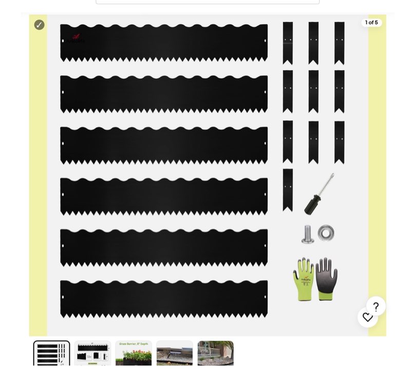 A ANLEOLIFE 6 Pack 40" LX 8" H Galvanized Steel Garden Landscape Edging, Hammer-in Bendable Lawn Bor