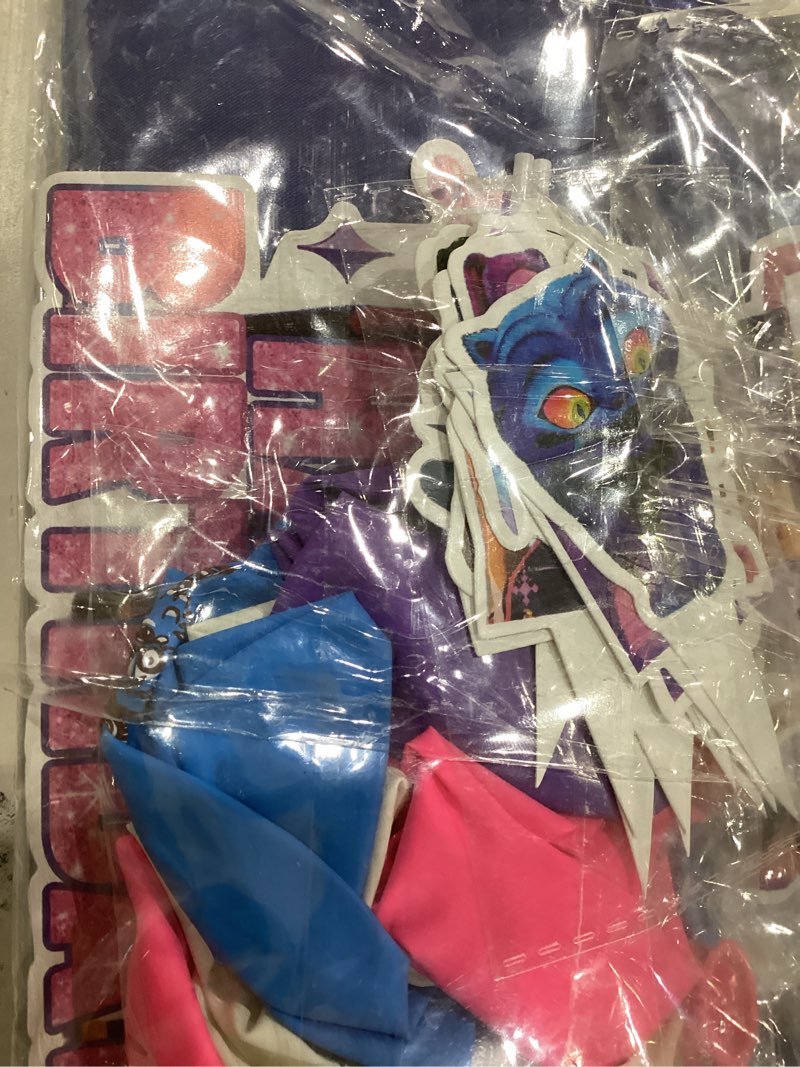 Condition photo showing Good Condition for birthday queue decorations, including background, balloons, and cake decorations; pink girl school c