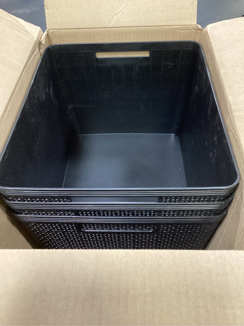 Condition photo showing Good Condition for bino | woven plastic basket | large (black), 3-pack | the jute collection | home organization, space - saving storage, stylish design | jute basket | plastic storage basket black 3pk- l