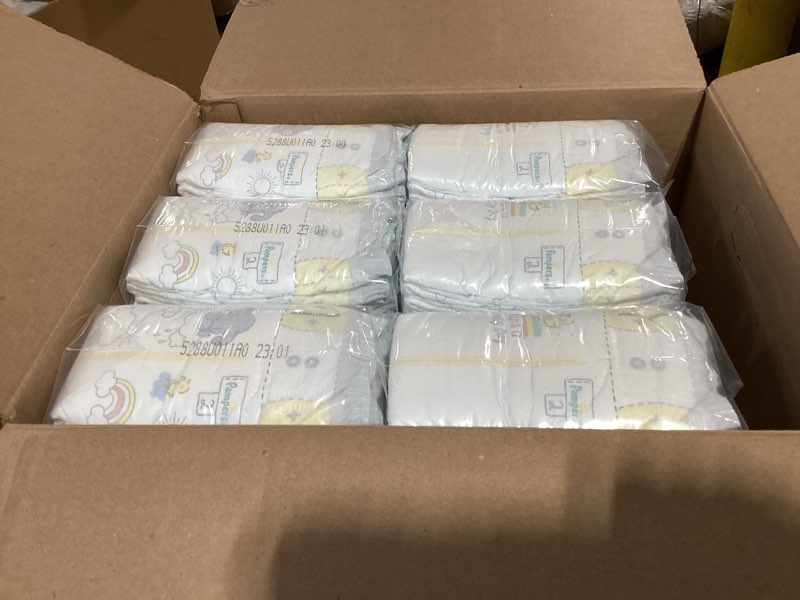 Condition photo showing New/Like New for pampers swaddlers diapers, size 2 (10-22 lbs), 186 count, absorbent, keeps baby dry and comfortable, skin safe disposable baby diaper (packaging may vary) size 2 186