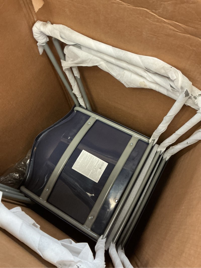 Condition photo showing New/Like New for flash furniture hercules series contoured stacking chairs for waiting rooms and offices, ergonomic lobby chairs with curved back, set of 5, navy navy set of 5