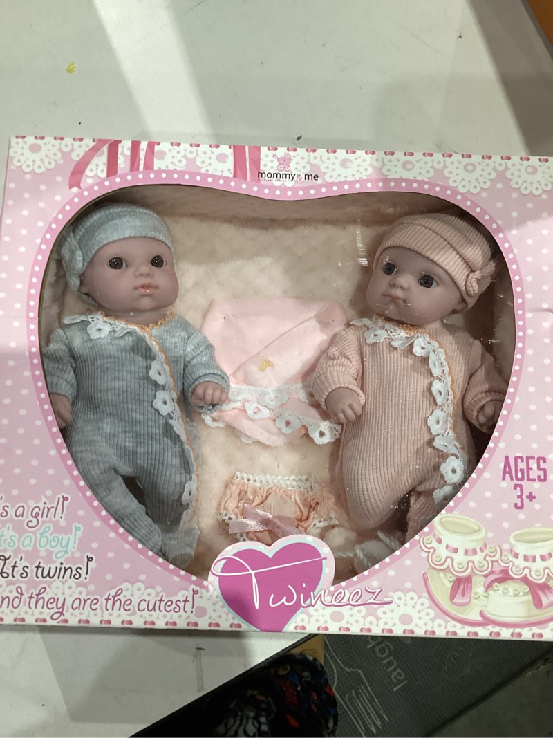 Condition photo showing New/Like New for Mommy & Me 8" Soft Body Twin Baby Dolls with Removable Outfits and Baby Doll Accessories, Realistic Twin Baby Doll Set for Toddlers