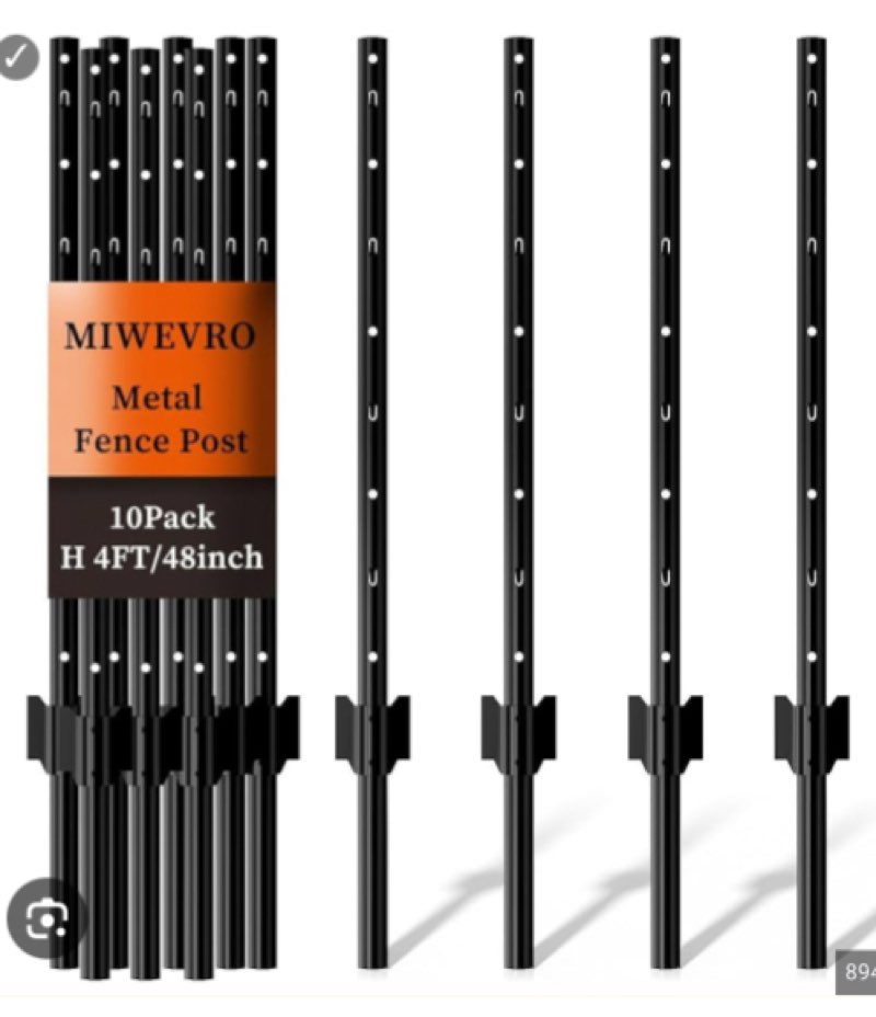 10 Pack Garden Fence Post, 4 Feet Heavy Duty Metal U-Post for Wire Fence, No Dig Garden Fence Stakes for Temporary Fencing, Electric Fence Wire, Corner Anchor, and More-Green 4FT-10PCS Green