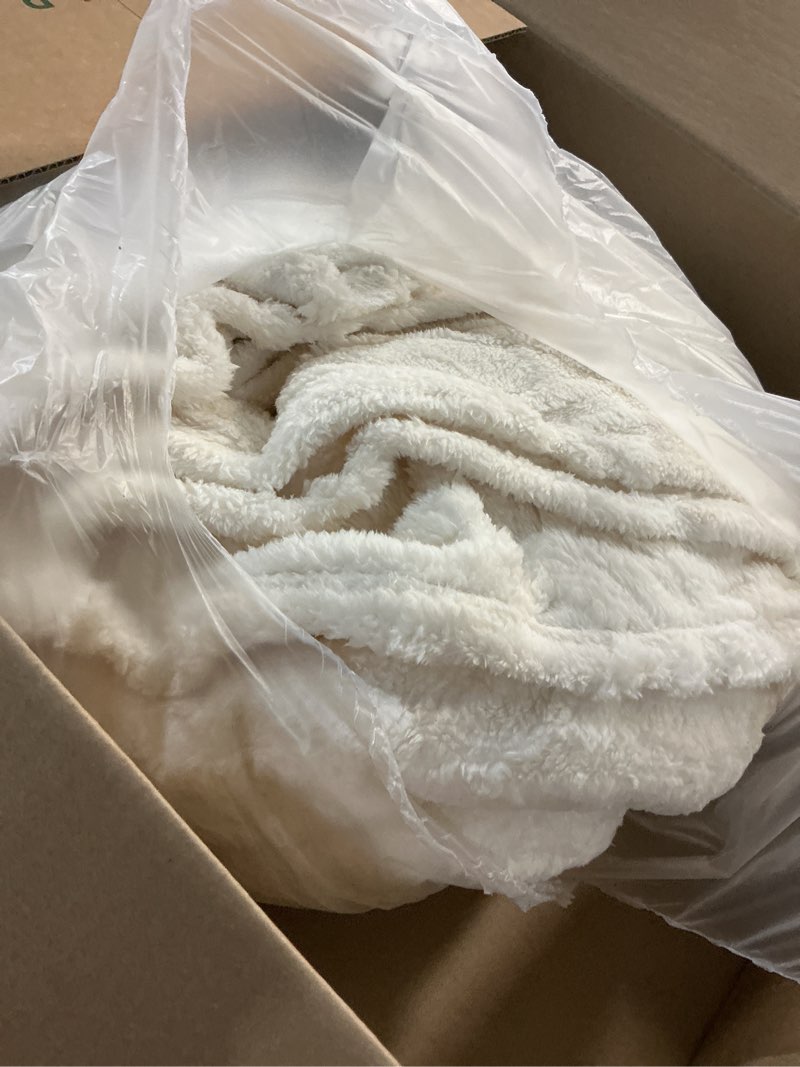 Condition photo showing As Is for bedsure gentlesoft fleece king size blanket for bed - super soft & cozy, fluffy blankets for women & girls, ideal for sofa & couch, white, 108x90 inches off white king (108" x 90")
