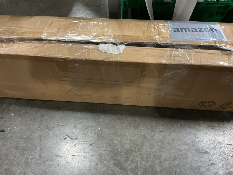 Condition photo showing As Is for Bamboonova Bamboo Wood Console Table 47.2\" Entryway Table, 2-Tier Farmhouse Narrow Sofa Table w/Stor