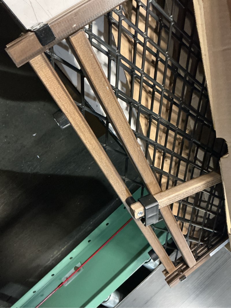 Condition photo showing As Is for evenflo position & lock baby gate, pressure-mounted, farmhouse collection