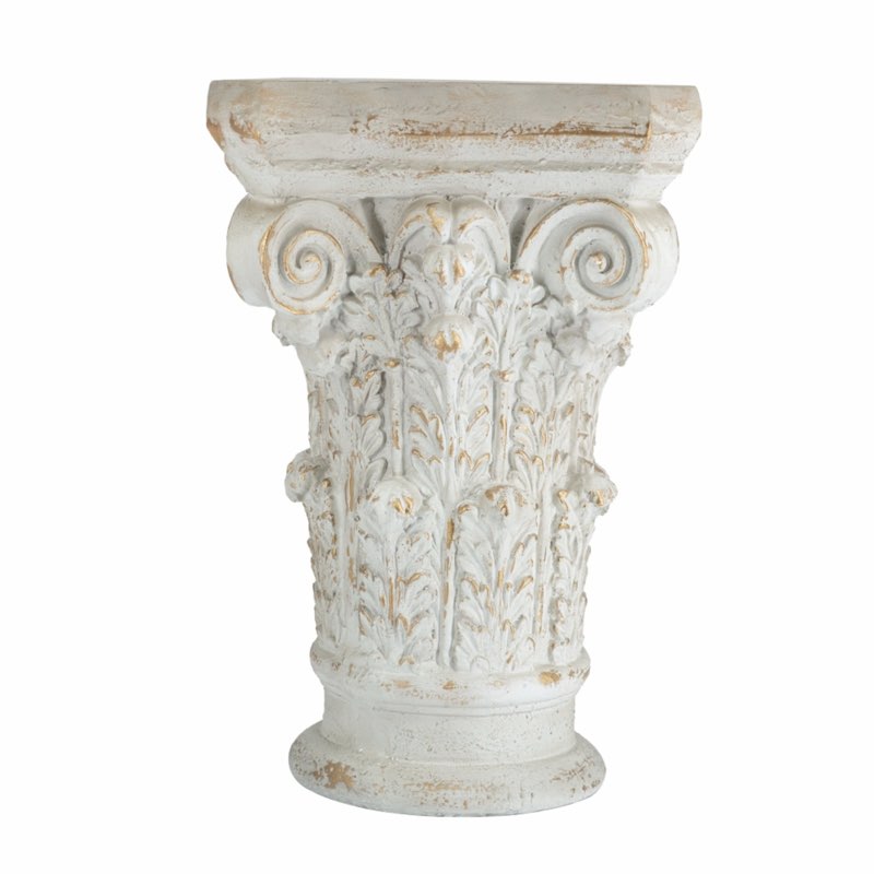 Roman Column Cap Pedestal - White, Gold