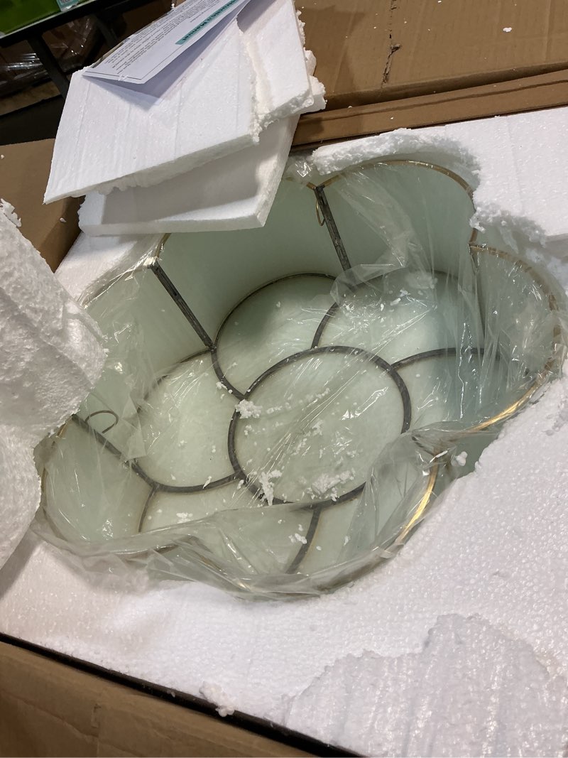 Condition photo showing New/Like New for Flower Shape Semi-Flush Mount Ceiling Light, Glass Ceiling Light Fixture for Living Room Hall Bedroom, Brass Ceiling Pendant Light (17.7")