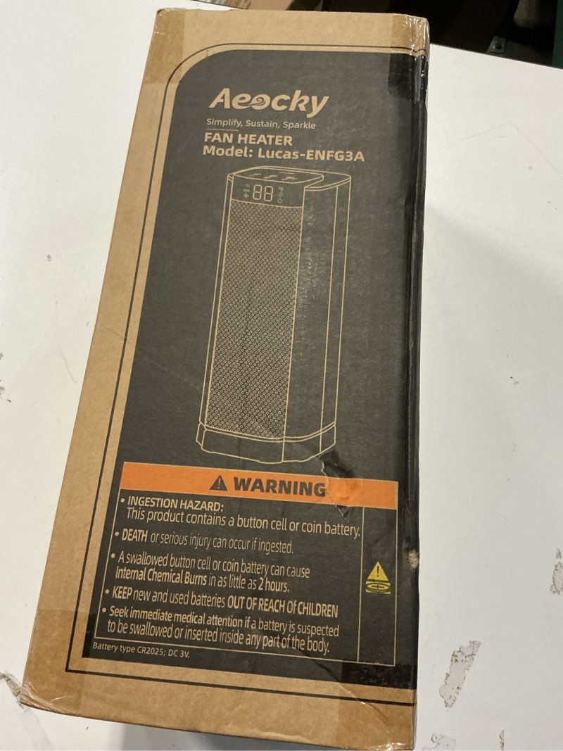Condition photo showing New/Like New for 3rd-Gen AEOCKY Space Heater with AI Thermostat, 1500W PTC Electric Heaters for Indoor Use With Remote, 70° Oscillation, Utmost Silence, Safe Portable for Office, Bedroom, Room, Home Black
