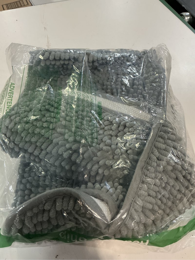 Condition photo showing As Is for (incomplete(olanly bathroom rugs 30x20, extra soft absorbent chenille bath rugs, rubber backing quick dry, machine washable bath mats for bathroom floor, tub and shower, home decor accessories, grey 30\" x 20\" grey