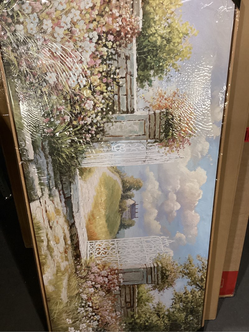 House garden background wall canvas art wood framed 