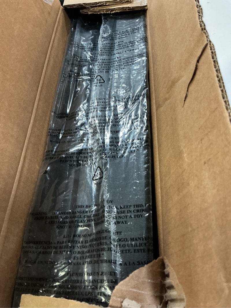 Condition photo showing As Is for mainstays twin 14" heavy duty steel slat platform bed frame with storage space under frame, no box spring required, black
