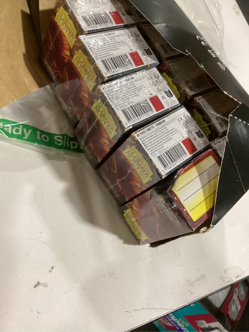 Condition photo showing Good Condition for 10 Packs Dragon Shield Matte Crimson Standard Size 100 ct Card Sleeves Display Case