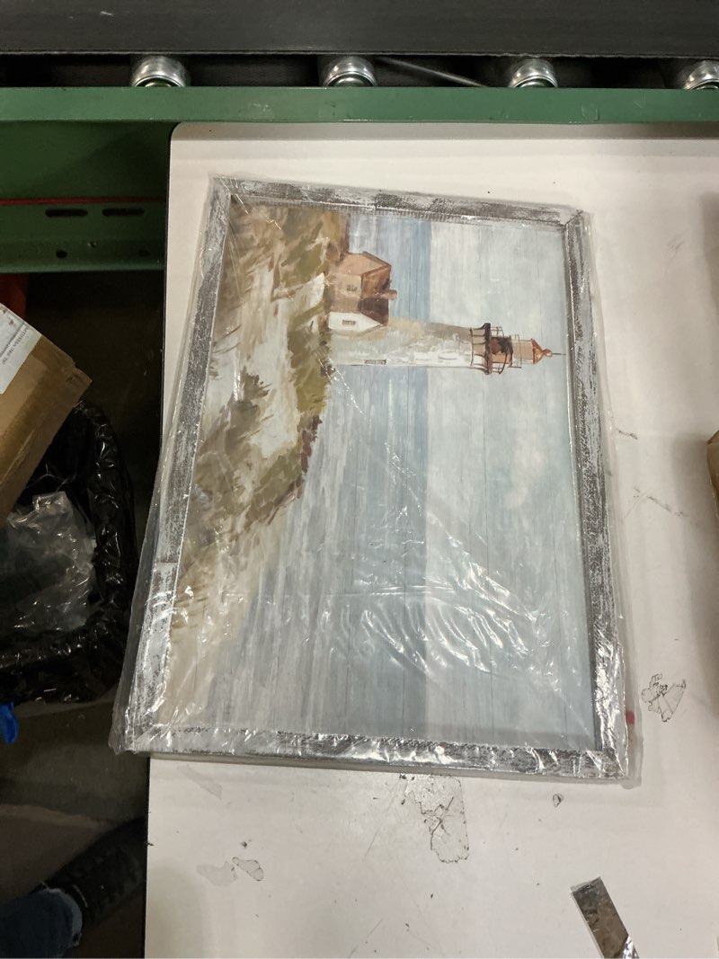 Condition photo showing Good Condition for TAR TAR STUDIO Abstract Beach Framed Painting Artwork: Seaside Chair Wall Art Seascape Hand Painted Painting for Vacation Villa (16" W x 12" H, Multiple Sizes/Material)